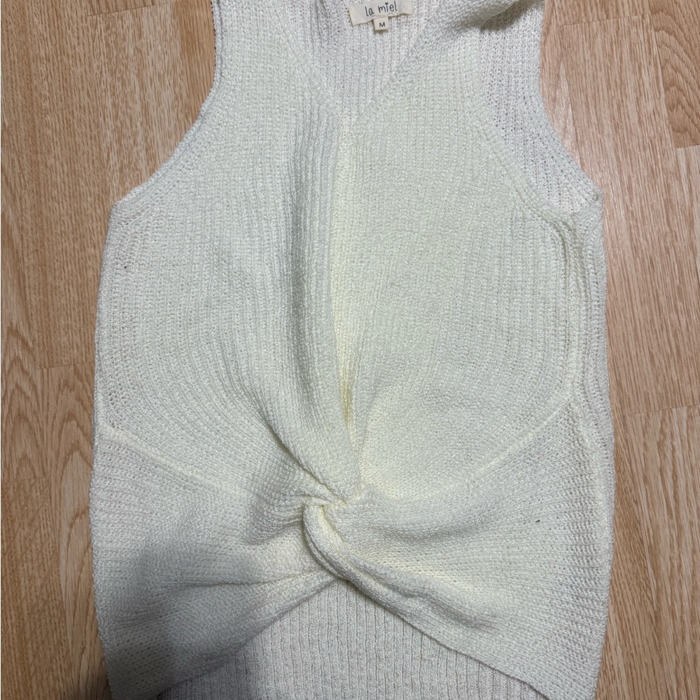 LA MIEL Cream Knit Top